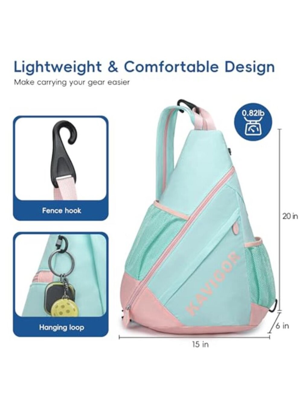 Pickleball Sling Bag Lightweight Convertible Paddle Backpack - Picture 5 of 6